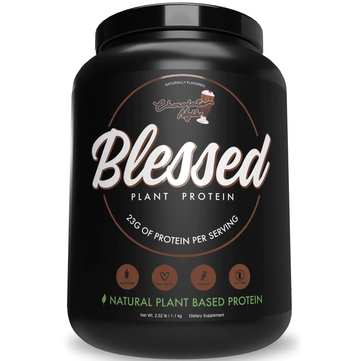 Blessed Vegan Protein Powder - Plant Based Protein Powder Meal - 23g of Pea Protein Powder Dairy Free, Gluten Free, Soy Free, No Sugar Added - 30 Servings (Chocolate Milk)