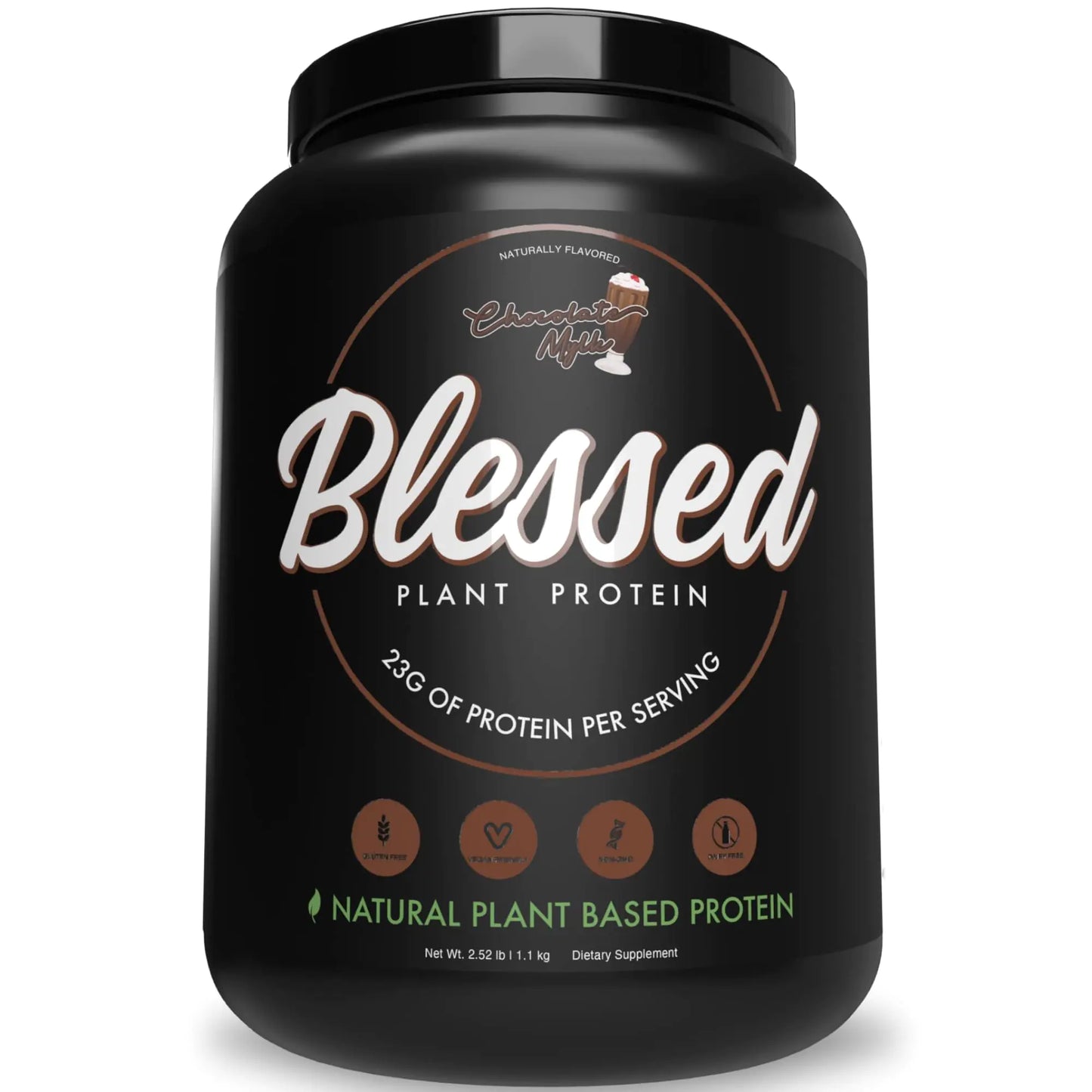 Blessed Vegan Protein Powder - Plant Based Protein Powder Meal - 23g of Pea Protein Powder Dairy Free, Gluten Free, Soy Free, No Sugar Added - 30 Servings (Chocolate Milk)