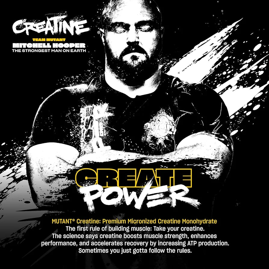 Mutant Creatine - Creatine Monohydrate Micronized Powder - Creatine Powder Supplement for Enhanced high-Intensity Performance - 60 Servings- 300 g - Unflavored